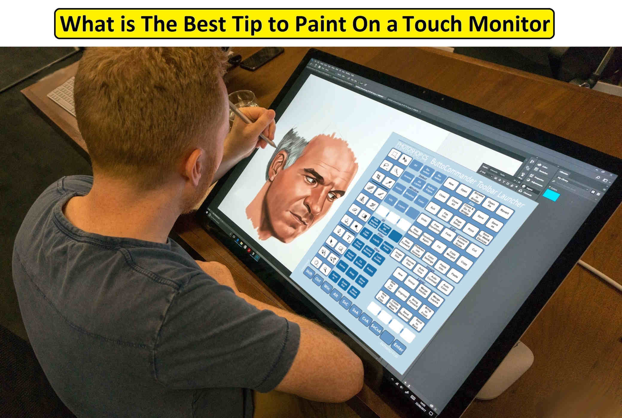 teken op een touchscreen monitor