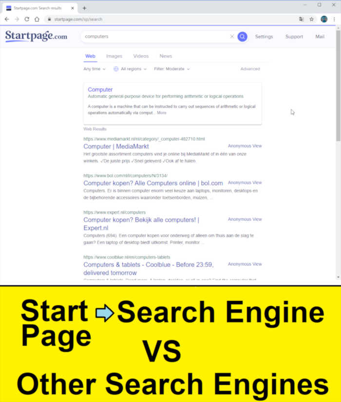 startpage search engine